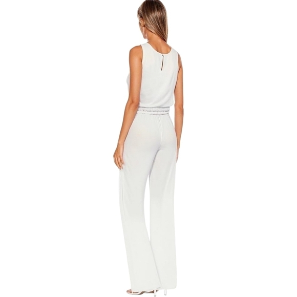 Hybrid & Company | Women's White High Waist Wide Legged Jumpsuit (Size 1X) - Picture 14 of 14
